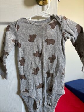 Carter's Gray One-Piece with Brown Bear Print